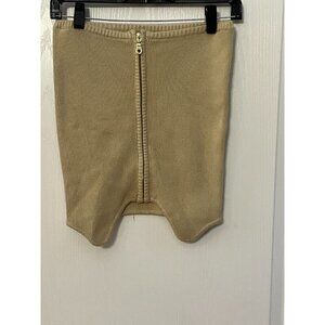 Urban Outfitters Beige Iman Ribbed Zipped Front Mini Skirt Size Small Petite